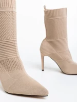 Botine dama bej din material textil Tariro