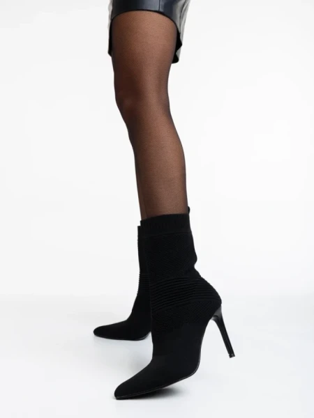 Botine dama negre din material textil Tariro