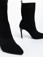 Botine dama negre din material textil Tariro