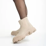 Botine dama bej din piele ecologca Alodie