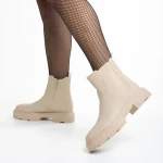 Botine dama bej din piele ecologca Alodie