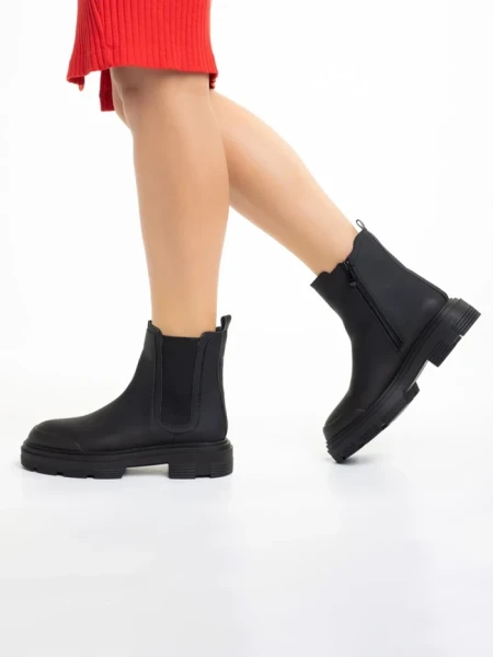 Botine dama negre din piele ecologca Alodie