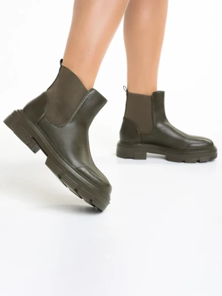 Botine dama verzi din piele ecologica Amorina