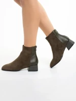 Botine dama verzi din piele ecologica si piele intoarsa Angeline