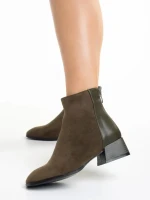 Botine dama verzi din piele ecologica si piele intoarsa Angeline