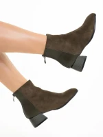 Botine dama verzi din piele ecologica si piele intoarsa Angeline