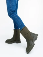 Cizme dama verzi din piele ecologica si material textil Nermina