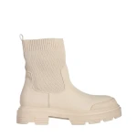 Botine dama bej din piele ecologica si material textil Chiara
