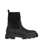 Botine dama negre din piele ecologica si material textil Chiara