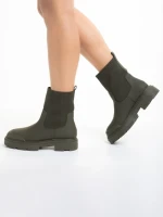 Botine dama verzi din piele ecologica si material textil Chiara