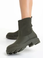 Botine dama verzi din piele ecologica si material textil Chiara