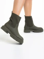 Botine dama verzi din piele ecologica si material textil Chiara