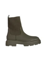 Botine dama verzi din piele ecologica si material textil Chiara