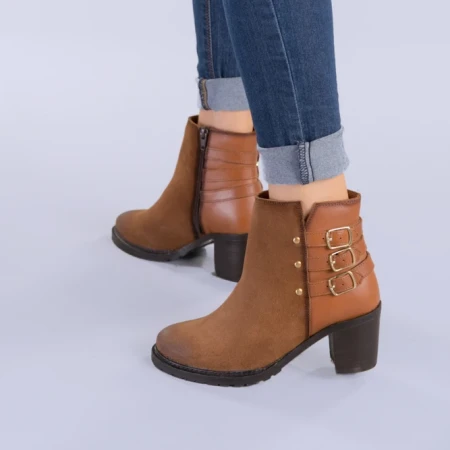 Botine piele Figo camel