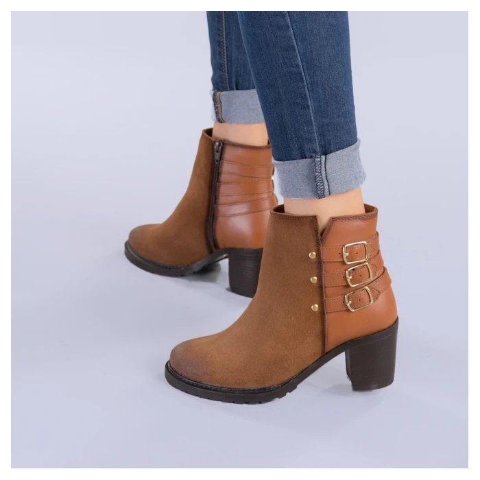 Botine piele Figo camel