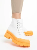 Tenisi dama albi cu portocaliu din material textil Vanisha