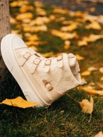 Ghete dama bej din material textil Meldona