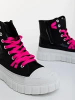 Tenisi dama negri cu roz din material textil  Marafino