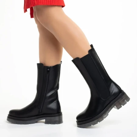 Cizme dama negre din piele ecologica Avelyn