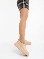 Cizme dama bej din material textil Devalia