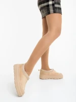 Cizme dama bej din material textil Devalia