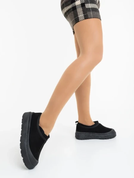 Cizme dama negre din material textil Devalia