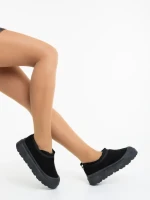 Cizme dama negre din material textil Devalia