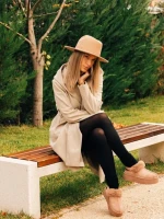 Papuci dama bej inchis din material textil Temaria