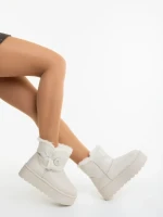 Cizme dama bej deschis din material textil Andara