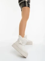 Cizme dama bej deschis din material textil Andara