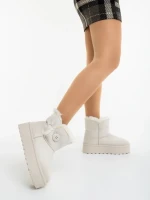 Cizme dama bej deschis din material textil Andara