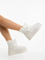 Cizme dama bej deschis din material textil Andara