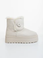 Cizme dama bej deschis din material textil Andara