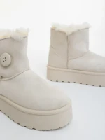 Cizme dama bej deschis din material textil Andara