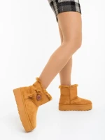 Cizme dama camel din material textil Andara