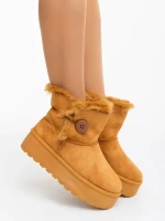 Cizme dama camel din material textil Andara