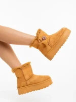 Cizme dama camel din material textil Andara