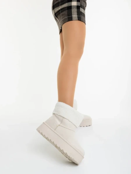 Cizme dama bej deschis din material textil Deraza