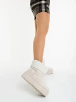 Cizme dama bej deschis din material textil Deraza