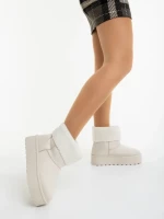 Cizme dama bej deschis din material textil Deraza