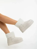 Cizme dama bej deschis din material textil Deraza