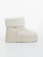 Cizme dama bej deschis din material textil Deraza