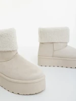 Cizme dama bej deschis din material textil Deraza