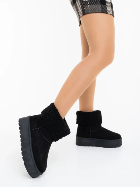 Cizme dama negre din material textil Deraza