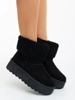 Cizme dama negre din material textil Deraza