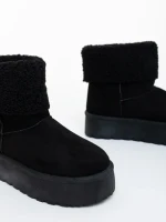 Cizme dama negre din material textil Deraza