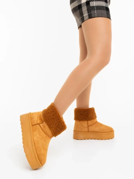 Cizme dama camel din material textil Deraza