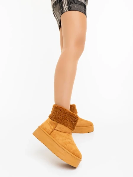 Cizme dama camel din material textil Deraza