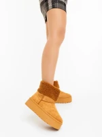 Cizme dama camel din material textil Deraza