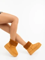 Cizme dama camel din material textil Deraza